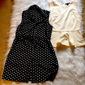 Forever 21 heart shirt dress peplum top bundle size small F21 black white cream